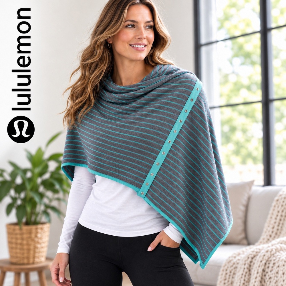 Lululemon Vinyasa Snap Scarf Neck Wrap Grey Striped One Size Nursing Cover